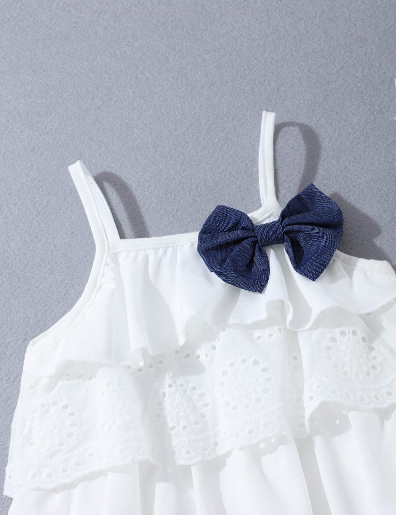 Hipea Toddler Baby Girls Clothes Ruffle Cami Polka Dot Tank Tops Casual Shorts 2-Piece Kids Short Set (Cami laces, 3-4T) - Image 3